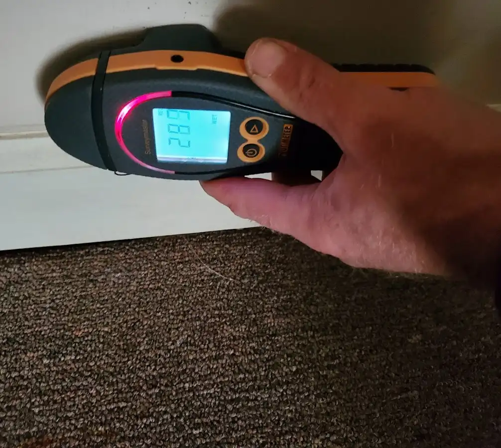 Moisture detection at baseboard during Mold Inspection & Testing in Tyrone